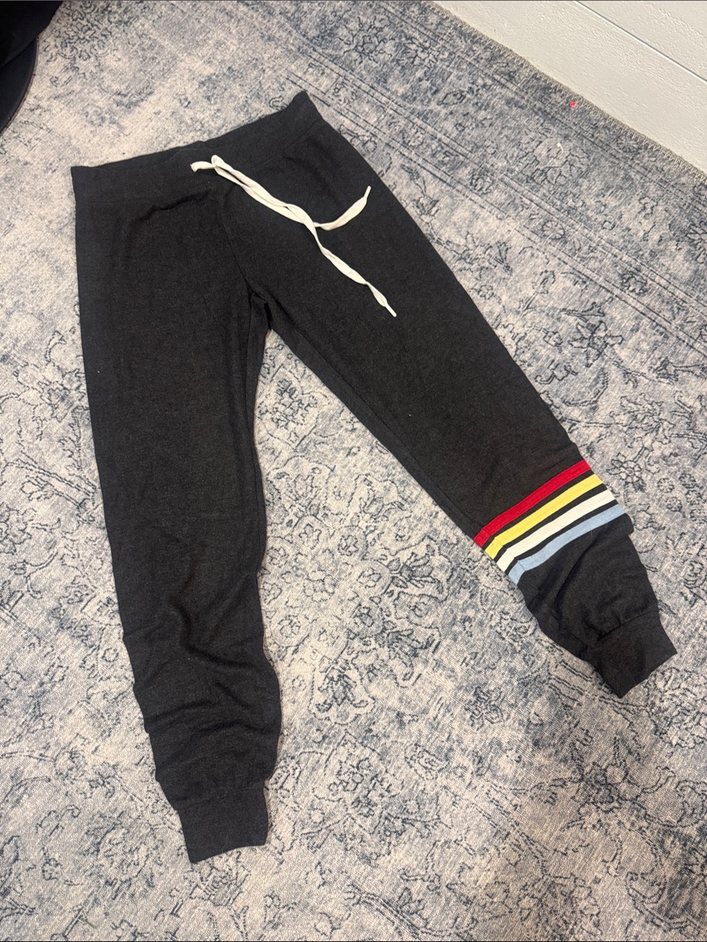 PJ SALVAGE Jogger Pants with Color Stripe Detail- dark gray- xs